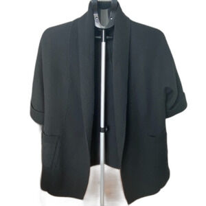 Tahari Extra Fine Merino Wool Open Front Cardigan Sweater Backseam Soft Size M